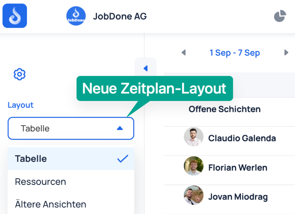 Neues Zeitplan-Layout