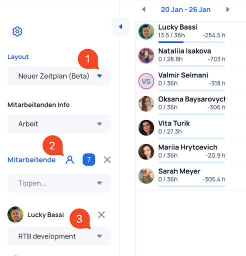 Planung nach Mitarbeitenden