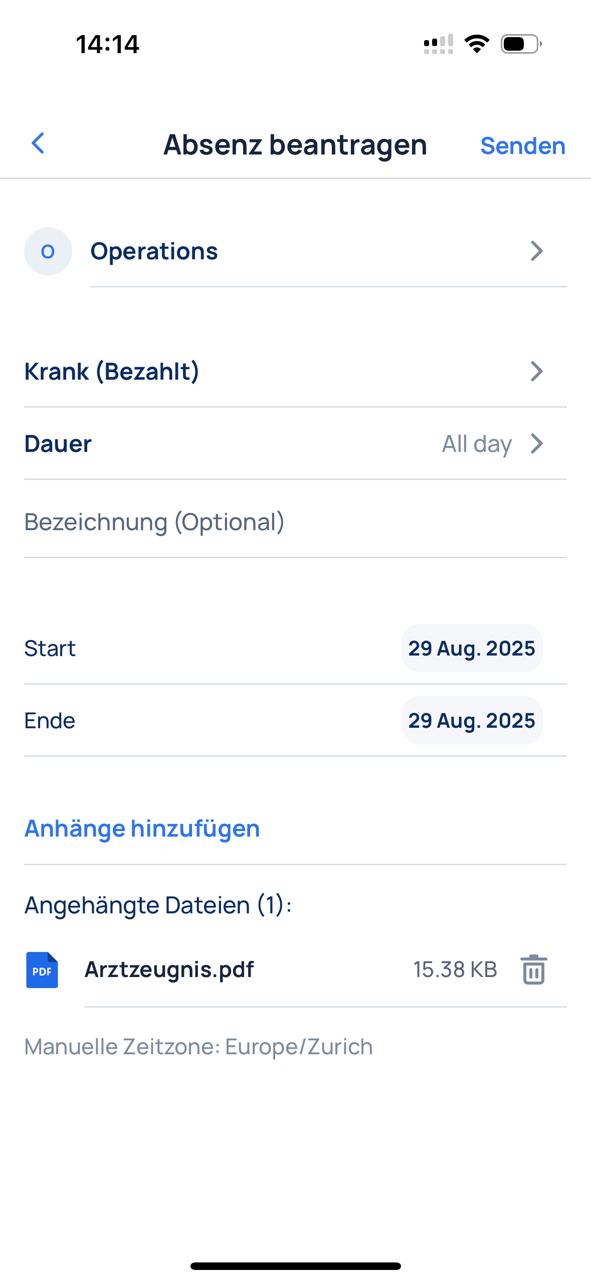 Dateien an Absenzen